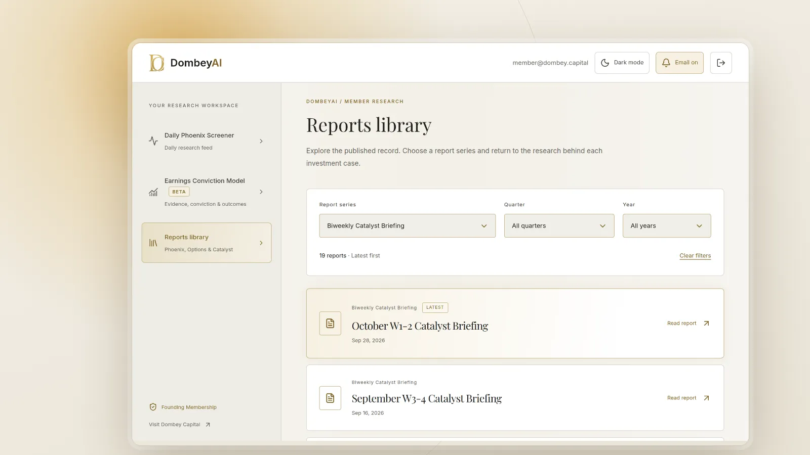 DombeyAI Portal Reports library