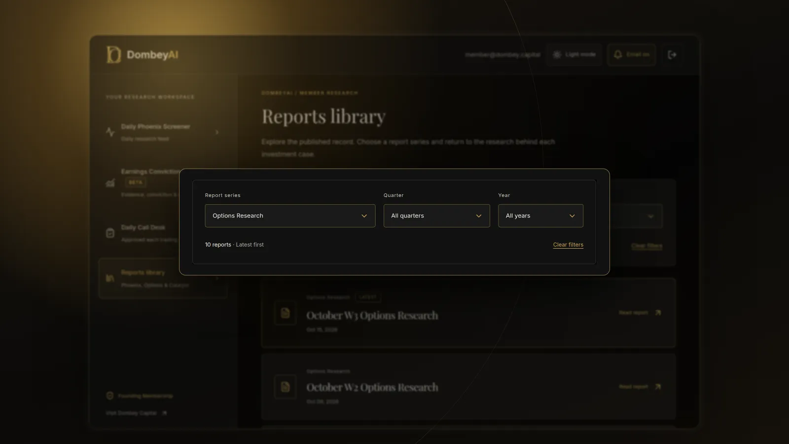 DombeyAI Portal Reports library