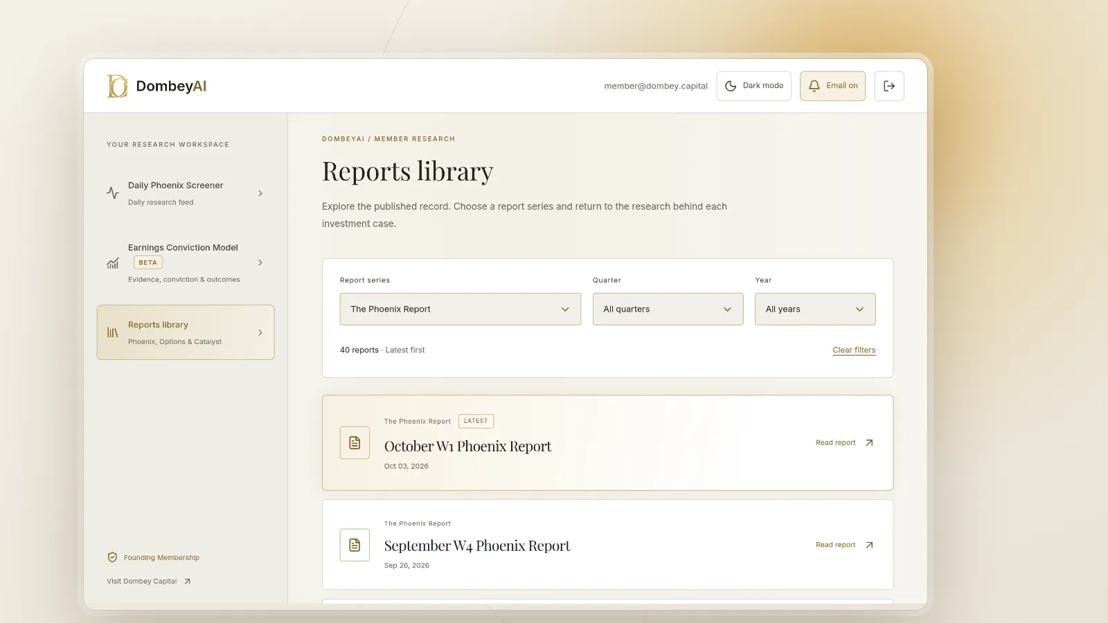 DombeyAI Portal Reports library