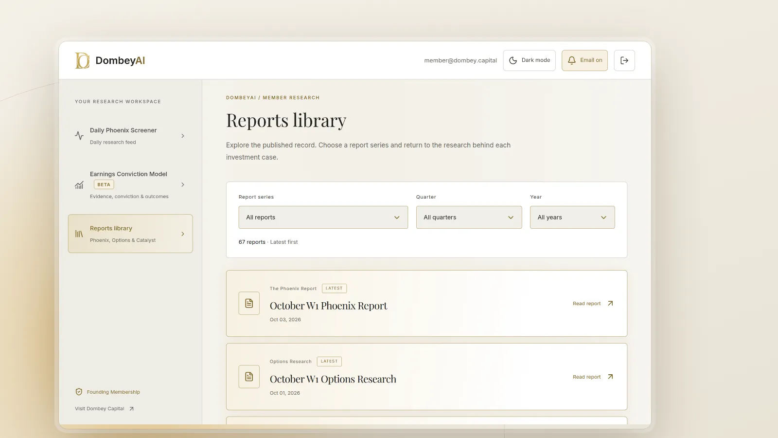 DombeyAI Portal Reports library